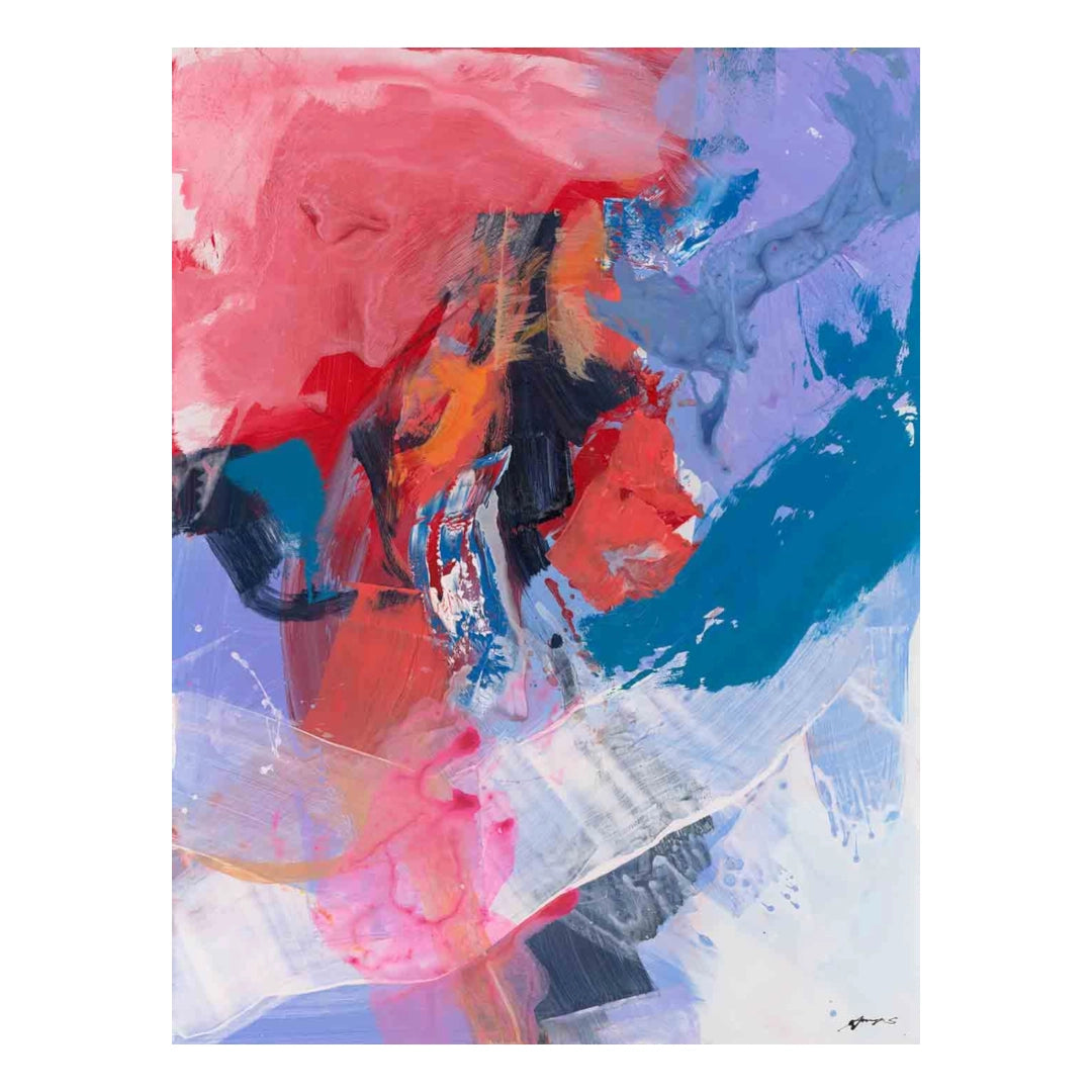 Abstract painting with vibrant colors on a white background