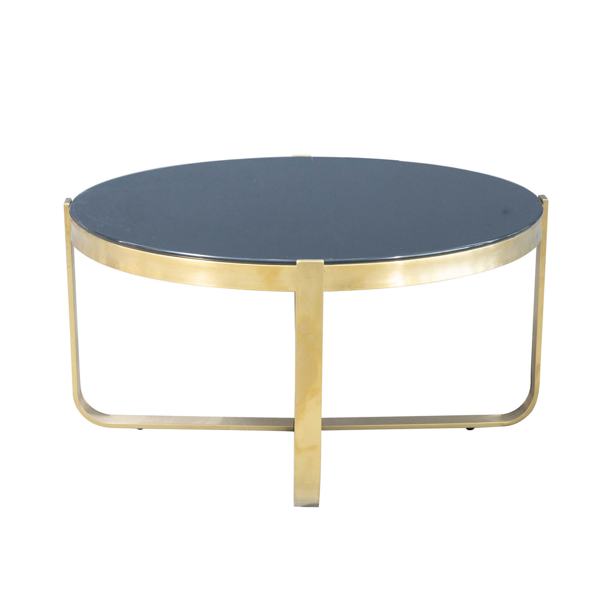 Gold Coffee Table with Black Glass Round