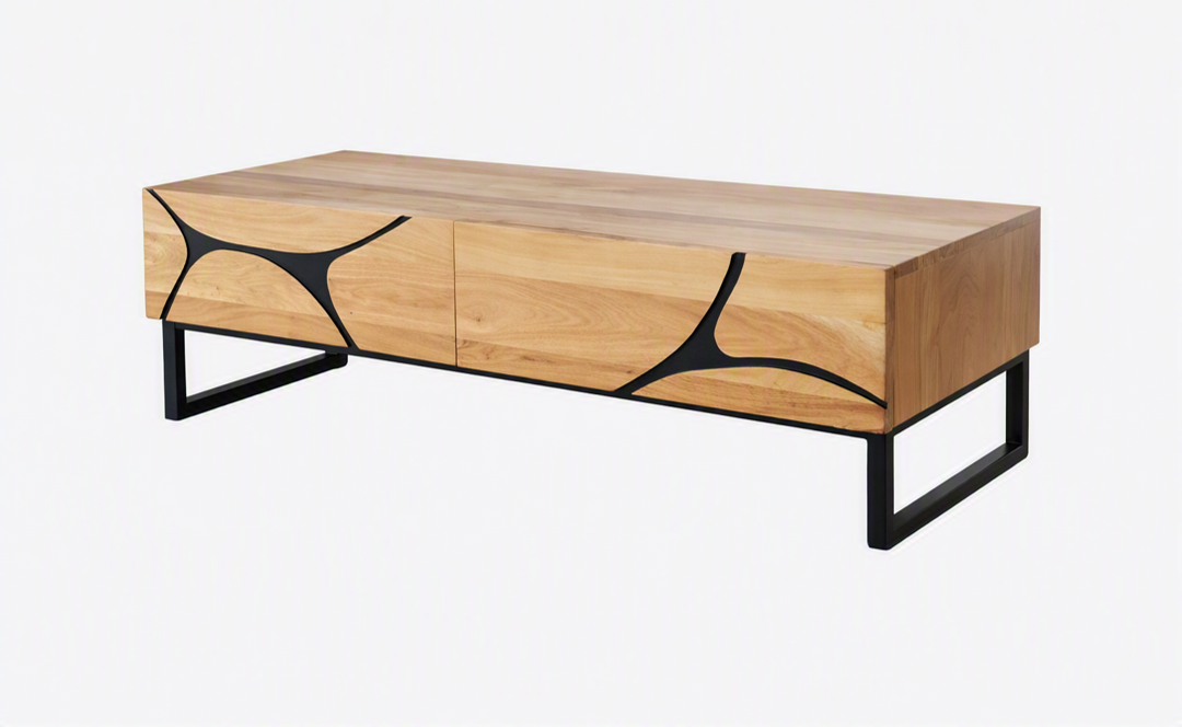 Avani Coffee Table – Acacia Wood and Black Metal Legs