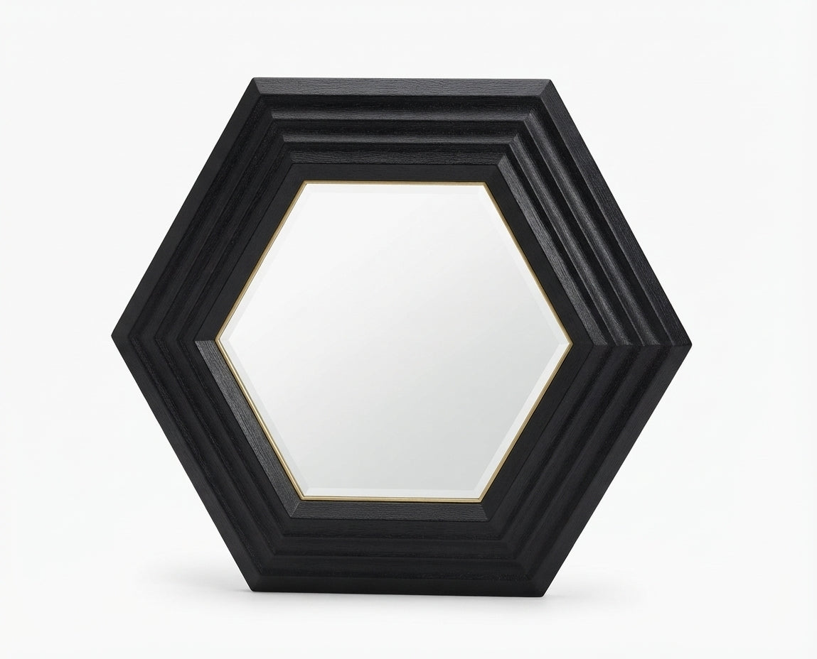 Black Hexagonal Mirror – MIR329