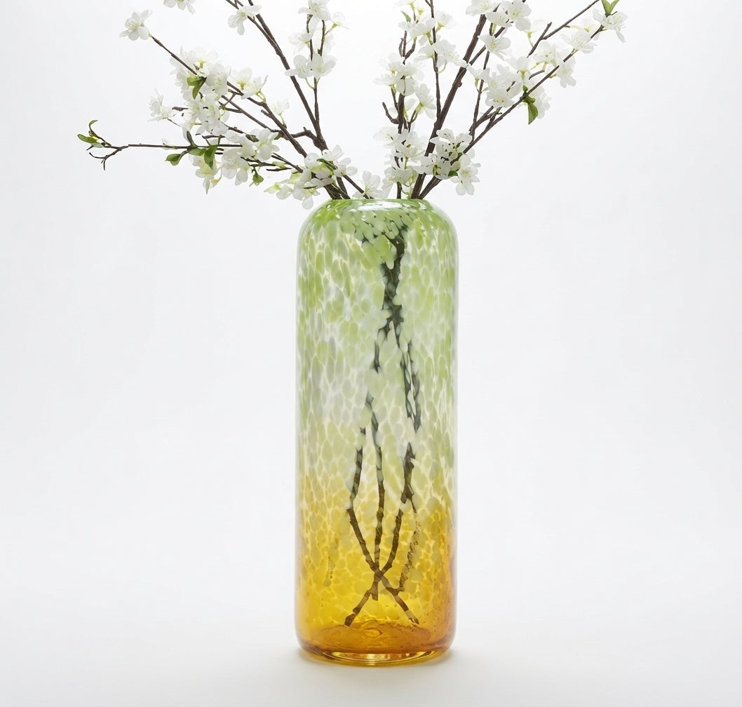 Large Layered Lime and Orange Glass Vase (GO-FC26049)