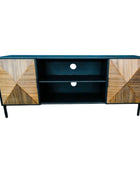 TV stand with geometric design on a white background