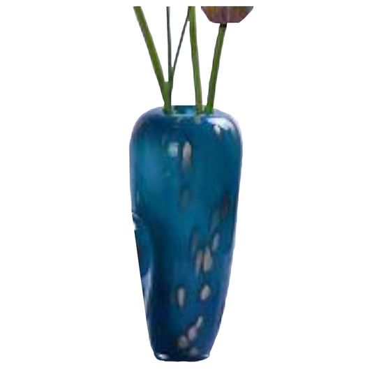 A Large Blue and Gold coloured Glass Ornamental Vase