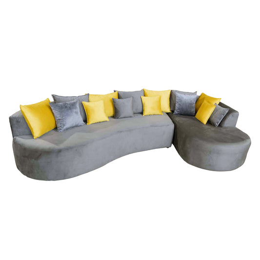 Boston Corner Daybed sofa Grey with Grey and yellow scatter cushions