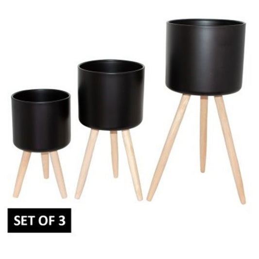 Chad Black Plant Stand Set/3