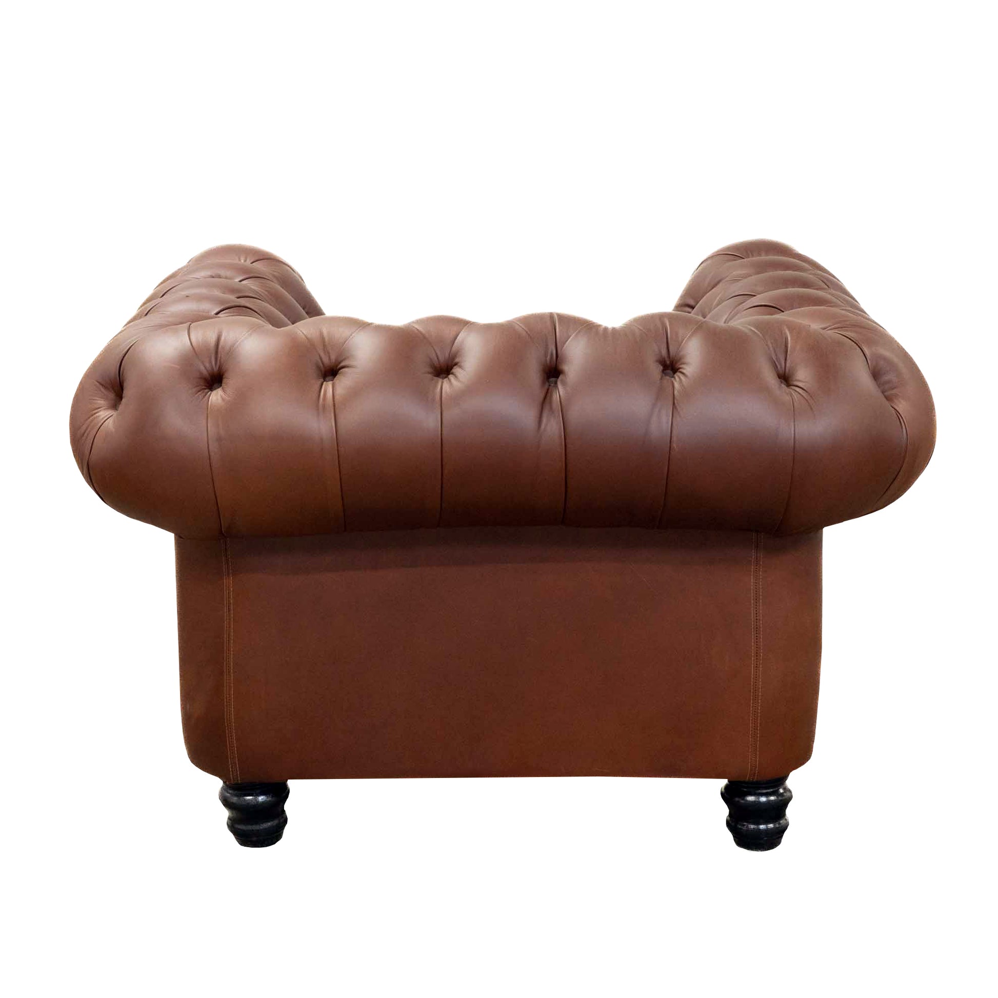 Chesterfield 1 Seater sofa brown back view