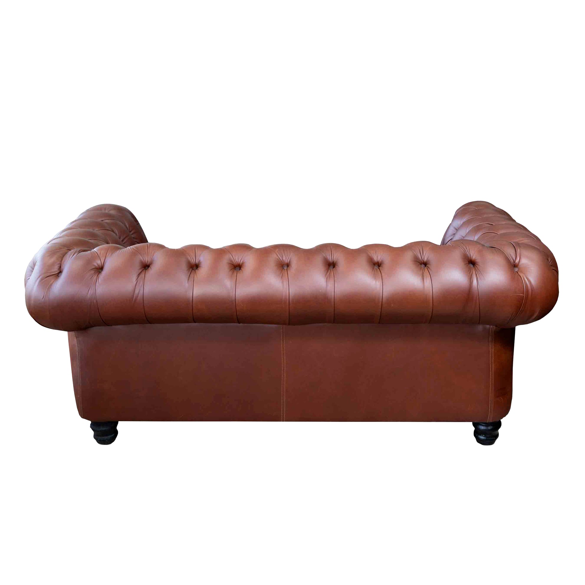 Chesterfield 2 Seater Sofa Brown back view