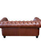 Chesterfield 2 Seater Sofa Brown back view