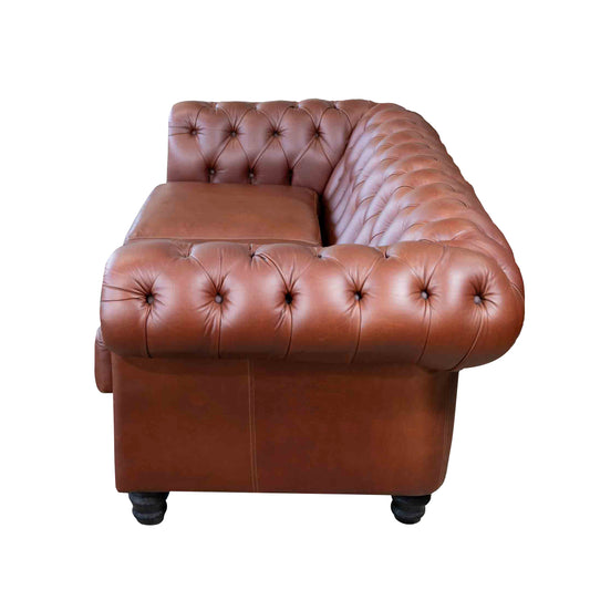 Chesterfield 2 Seater Sofa Brown side view