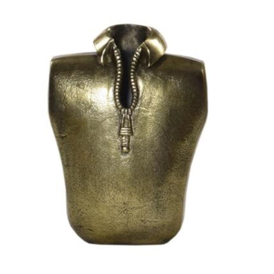 Brass finished decorative vase a white background