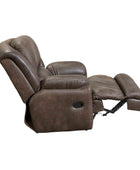 Dube Leather Recliner Brown side view in recline position