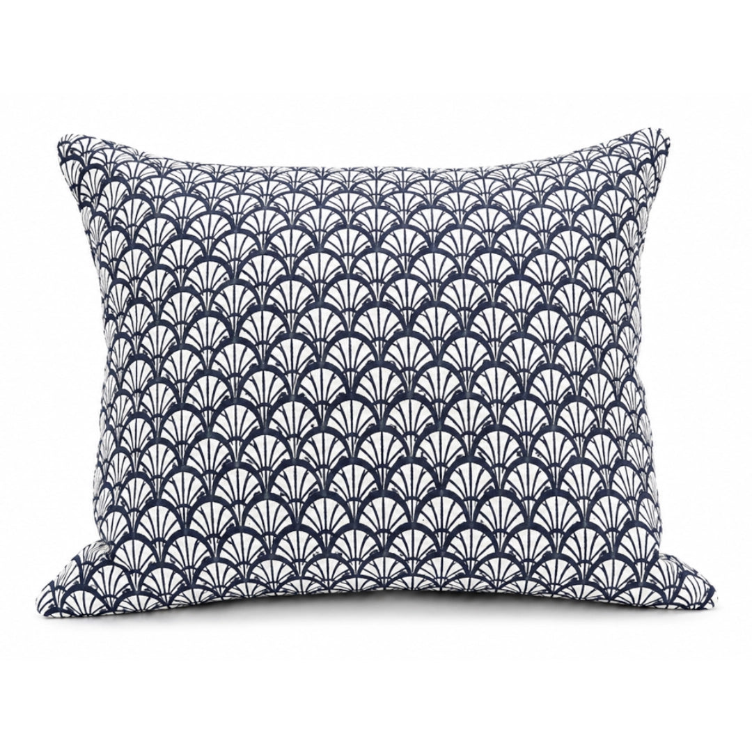 Black and white patterned pillow on a white background