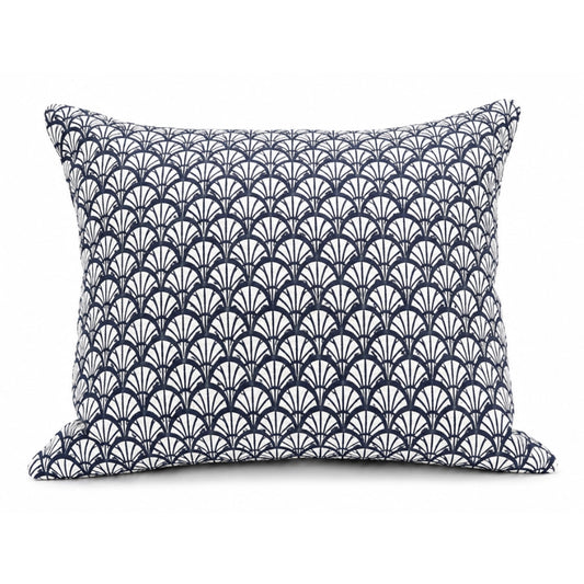 Black and white patterned pillow on a white background