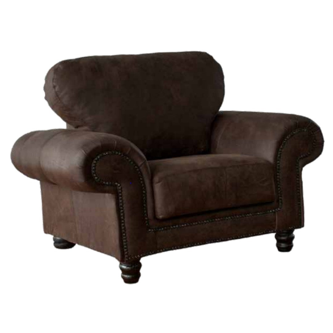 Etosha 1 Seater Leather Armchair Sofa Brown in 3-Quarter view