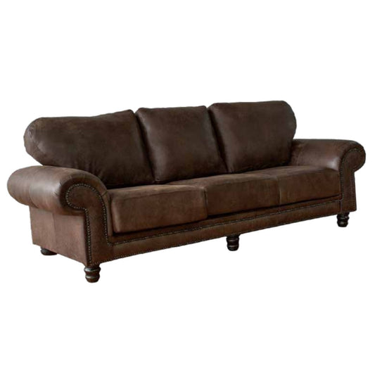 Etosha 4 Seater Leather Sofa Brown in 3-Quarter view