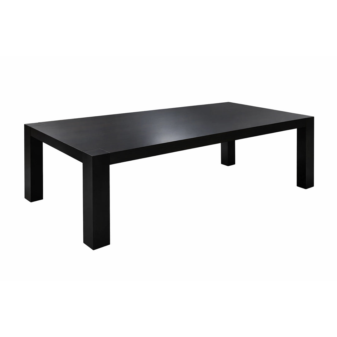 Black rectangular table on a white background