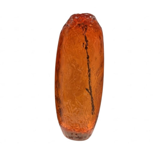 An Orange glass vase on a white background