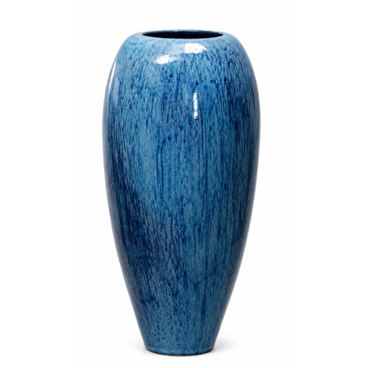 A blue vase on a white background