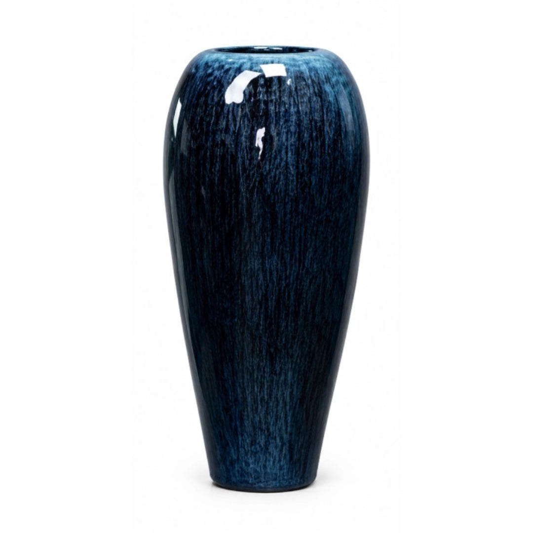 A large Black and Blue vase on a white background