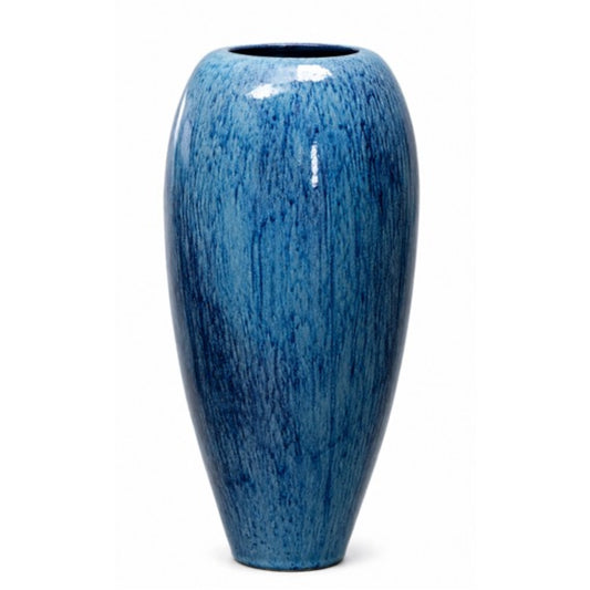 A blue vase on a white background