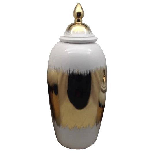 Decorative Ginger with gold and White design on a white background