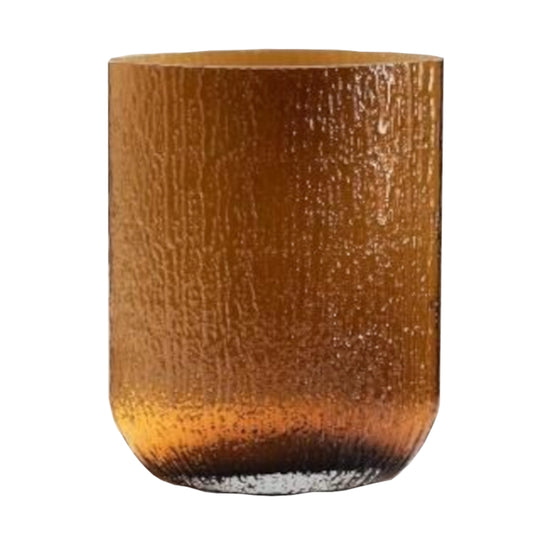 Brown textured glass vase on a white background