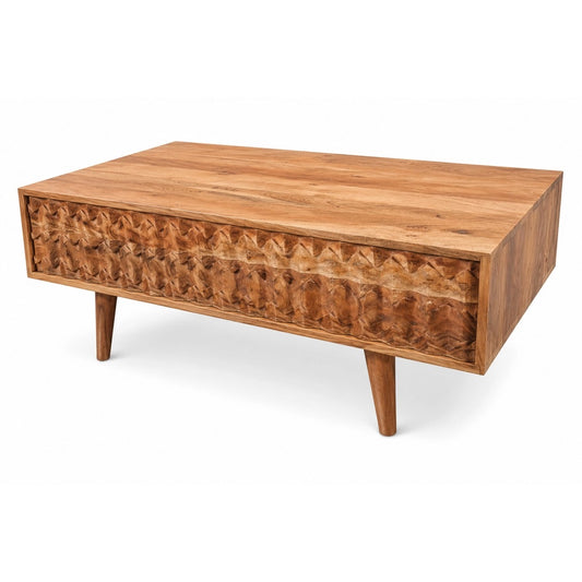 Wooden coffee table on a white background