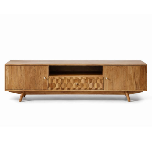 A Wooden TV stand on a white background