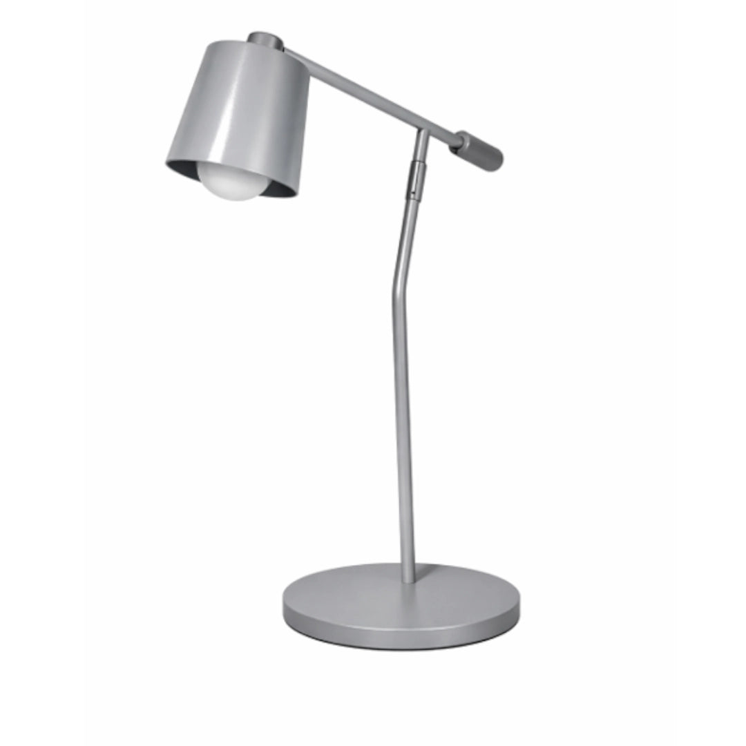 A Grey desk lamp on a white background