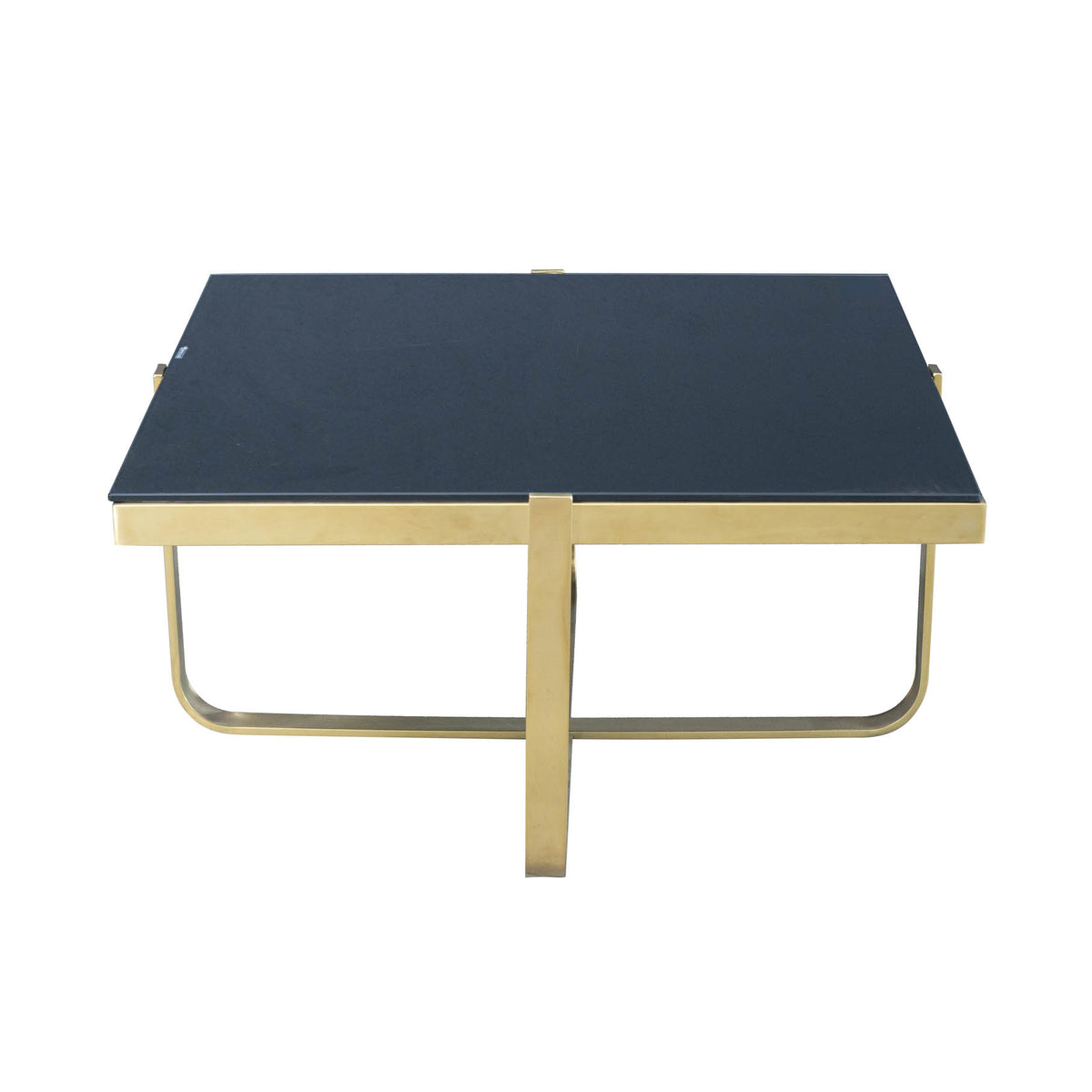 Gold Coffee Table with Black Glass Square