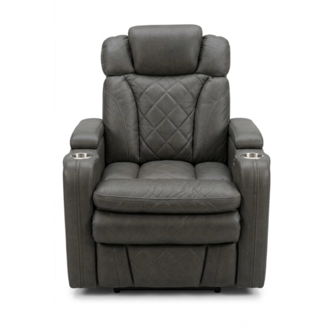 Grey recliner chair on a white background
