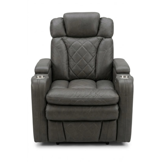 Grey recliner chair on a white background