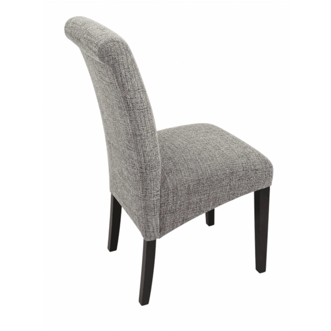 Grey dining chair on a white background