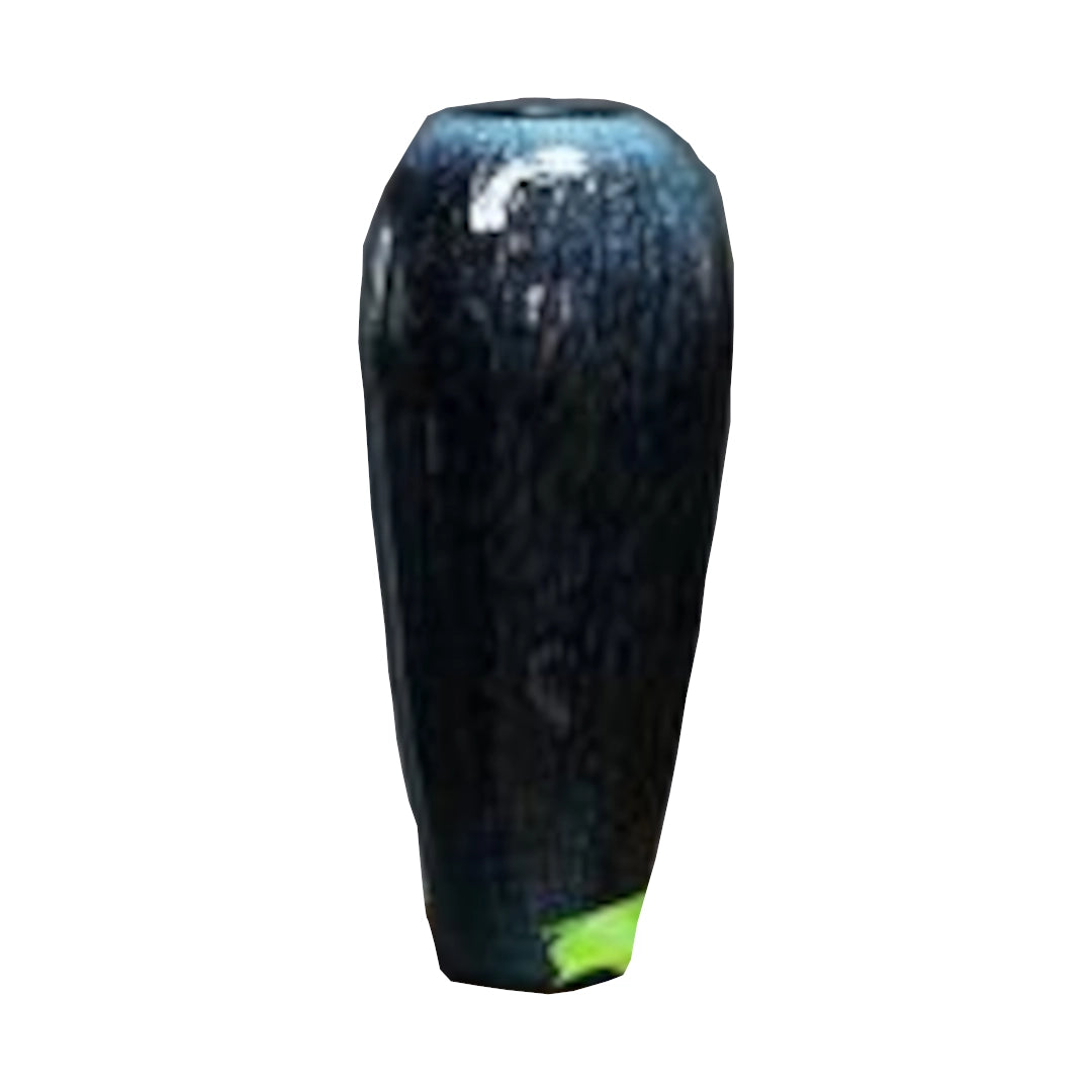 Royal Blue and Black textured vase on a white background