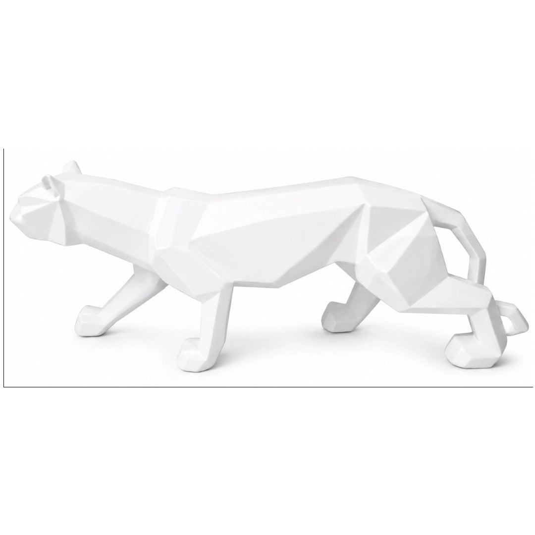 A White decorative leopard ornament on a white background