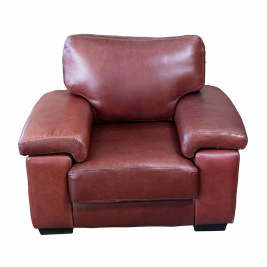 Livingston 1 Seater Leather sofa Armchair Brown front view