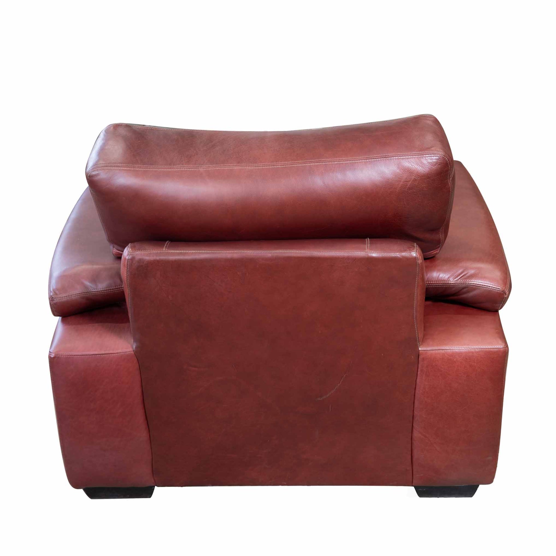 Livingston 1 Seater Leather Armchair Sofa Brown back view