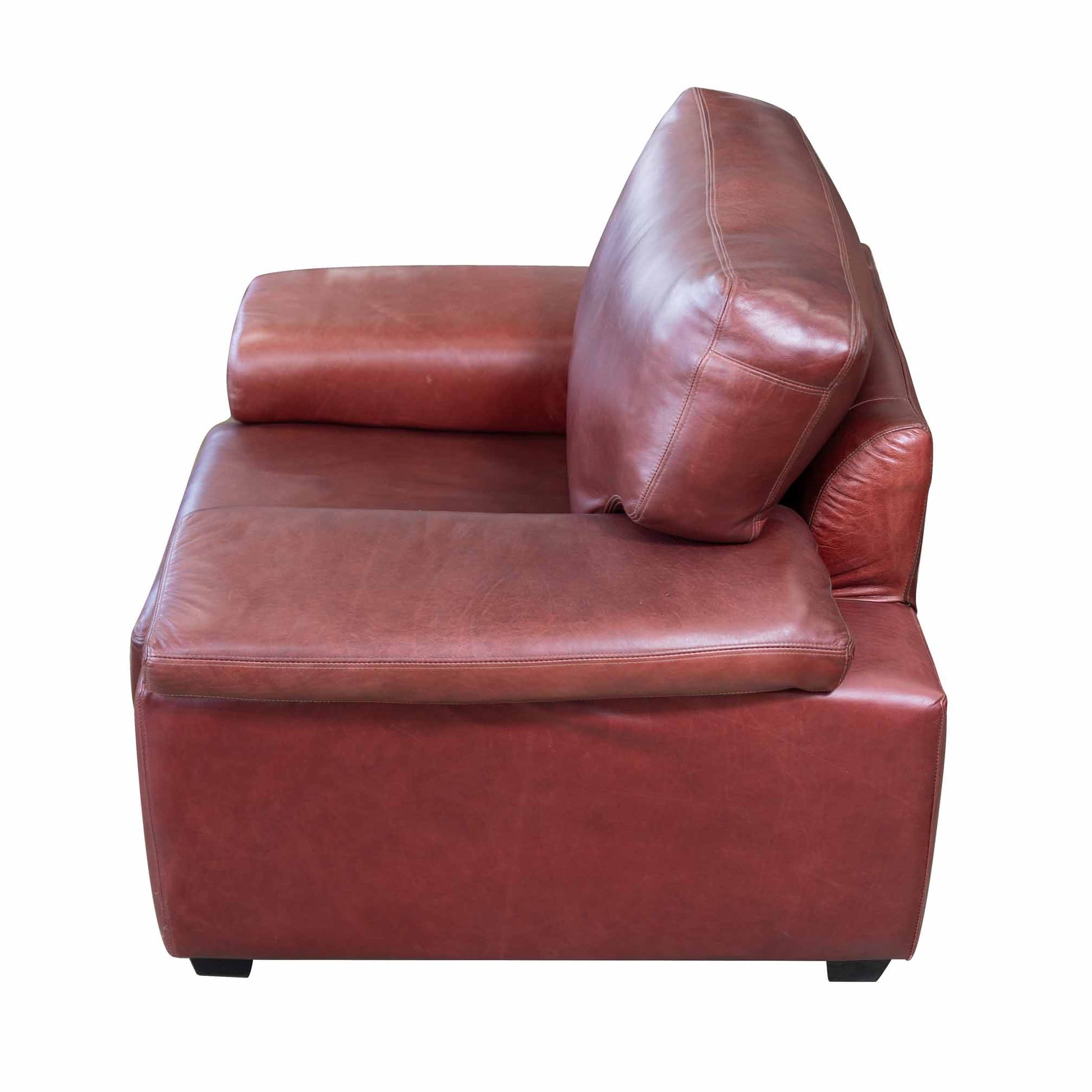 Livingston 1 Seater Leather Sofa Armchair Brown side view