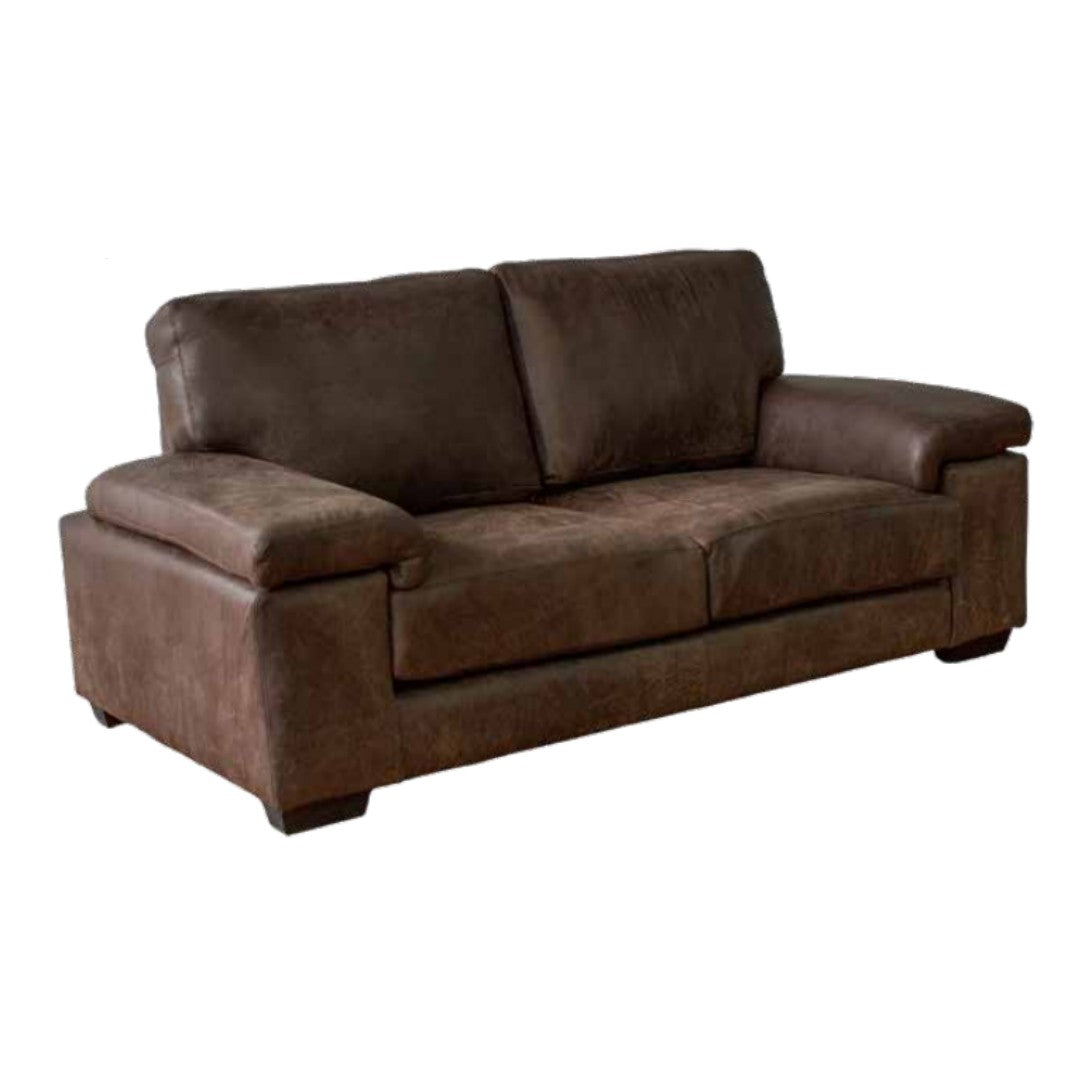 Livingston 2 Seater Leather Sofa Brown in 3-Quarter view