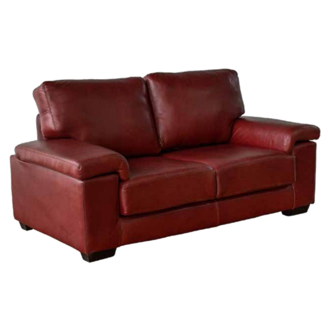 Livingston 3 Seater Leather Sofa Crimson in 3-Quarter view