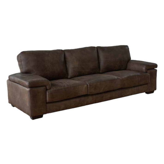 Living 4 Seater Leather Sofa Brown in 3-Quarter view