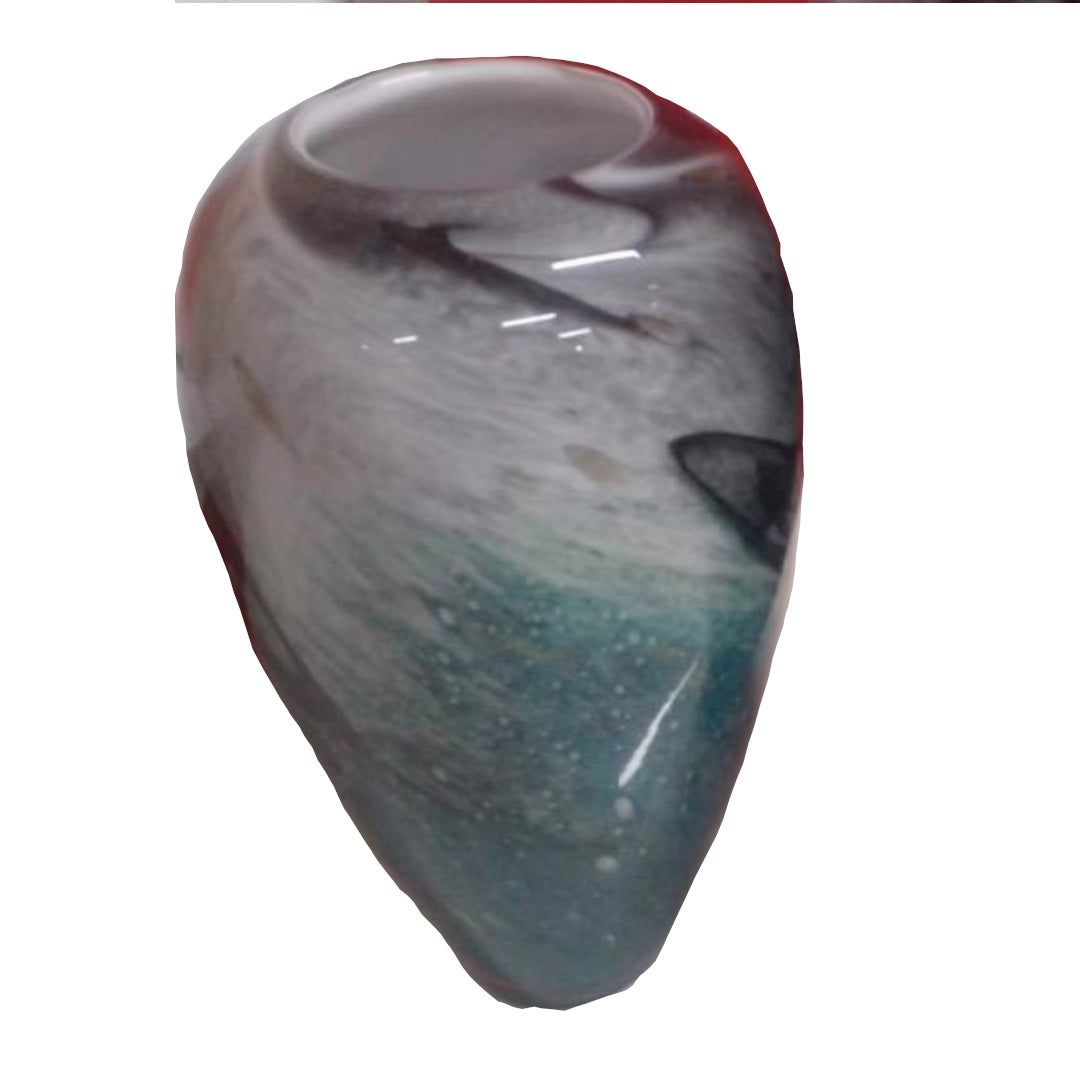 A Medium Sized Blue and Grey glass vase