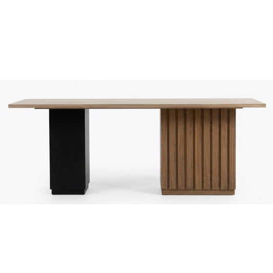 A beige and dark server table on a white background