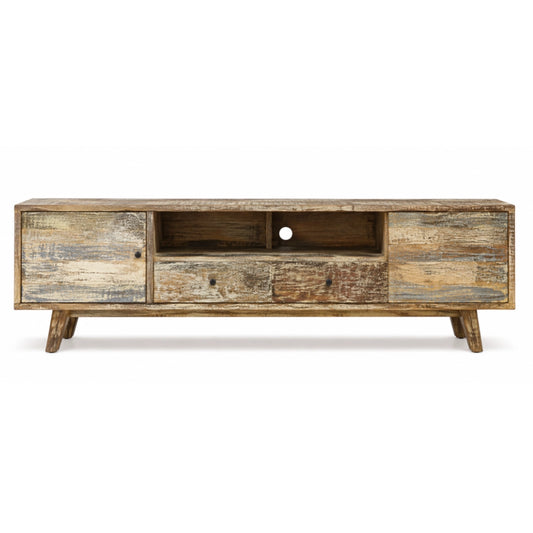 A wooden TV Stand on a white background