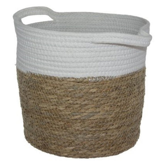 Natural/White Handled Basket 27X28