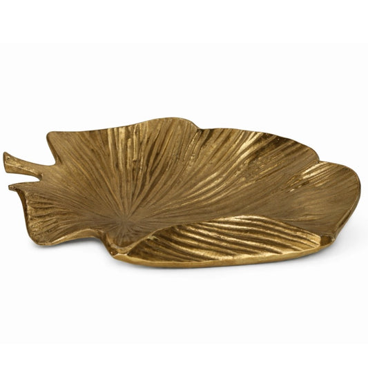 A Gold leaf tray on a white background