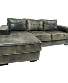 Grey sectional sofa on a white background