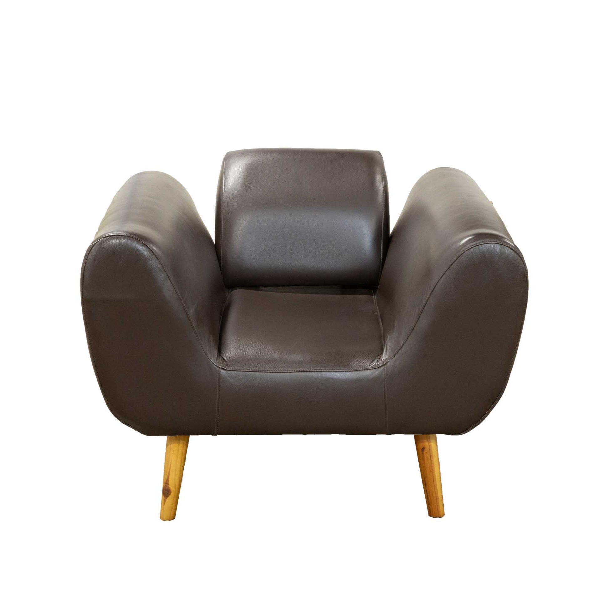 Oslo 1 Seater Leather Armchair Black Front View