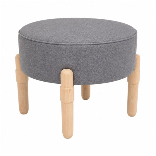 A grey ottoman on a white background