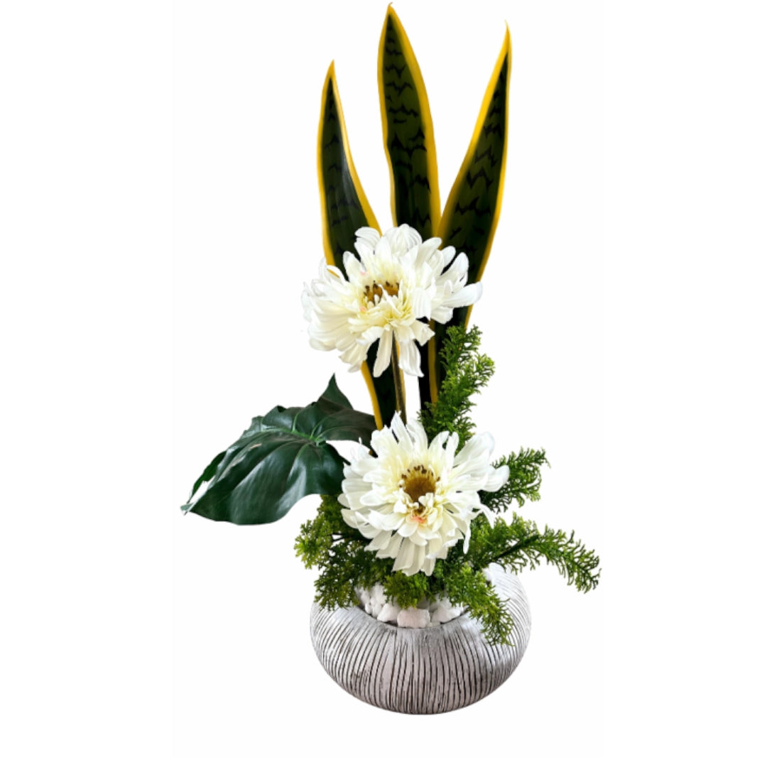 Flowers in a vase on a white background